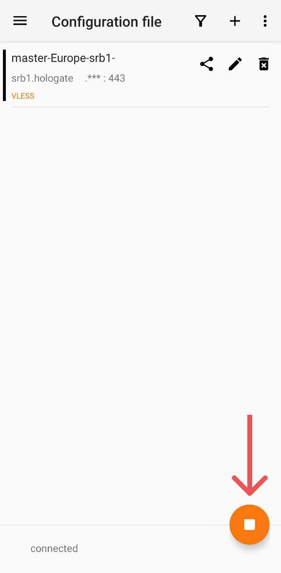 انتخاب کانکشن در V2rayNG